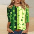 2025 Womens St Patrick's Day 3/4 Sleeve Blouses, Irish Shamrock Lucky