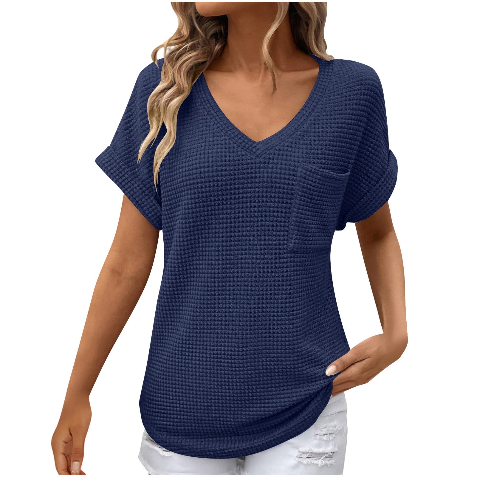 Old Navy Blue Navy V Neck T Shirt Women's Cotton Tops For