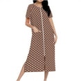 thumbnail image 1 of 2025 Womens Zipper Front House Dresses Short Sleeves Zip Up Bathrobes Lightweight Long Housecoat Loungewear, 1 of 7