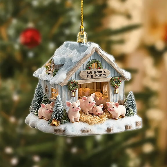 2025 Wooden Chicken Coop Farm Ornament Handcrafted Christmas Tree Decoration for Poultry Lovers Farmhouse Style Decor