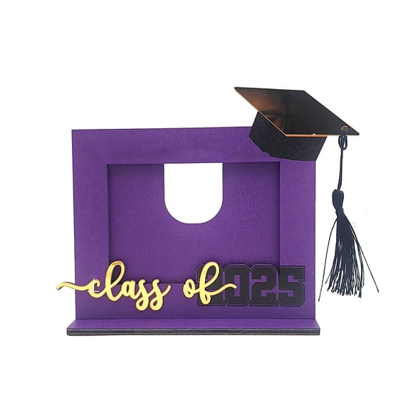 2025 Wooden Photo Frame Ornaments - Horizontal Version, Wood/Acrylic, DIY Blessings, for Graduation/Back-to-School Decor