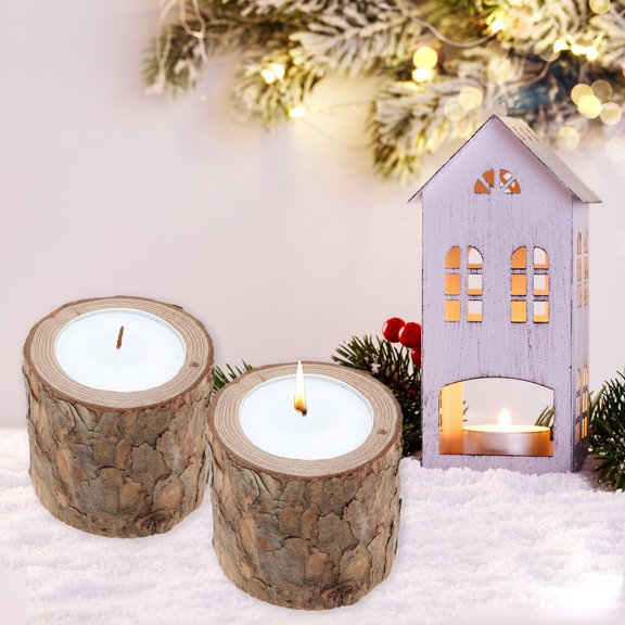 2025 Wooden Tea Lamp Candlestick, Handcrafted Wooden Ornament for Valentine’s Day, Christmas, and Home Party Decorations