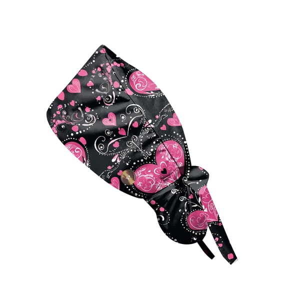 2025 Working Cap Scrub Cap Adjustable Unisex Women Tie Back Hat Nurse Caps Black Free