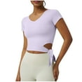 thumbnail image 1 of 2025 Workout Crop Tops for Women Yoga Short Sleeve Mild Support Slim Fit Cropped Athletic Shirts Gym Tee, 1 of 3