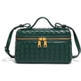 thumbnail image 1 of 2025 Woven Leather Tote Handbags, Top Handle Purses Shoulder Bag for Women (Dark Green), 1 of 8