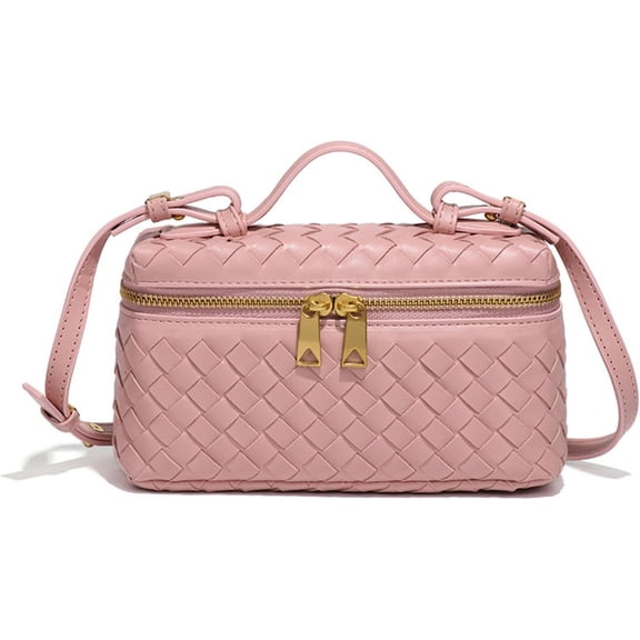 2025 Woven Leather Tote Handbags, Top Handle Purses Shoulder Bag for Women (Pink)