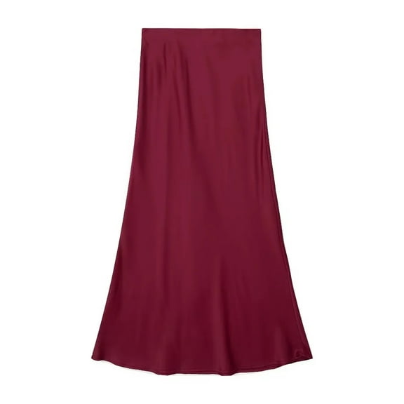 2025 Y2K Casual Women Long Skirt Spring Elastic High Waisted A-Line Casual Female Satin Skirts High Street Lady Skirts