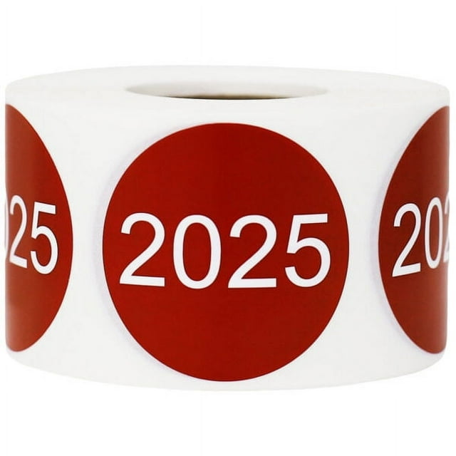 2025 Year Cranberry Circle Dot Sticker Labels 1.5" inch Round 500