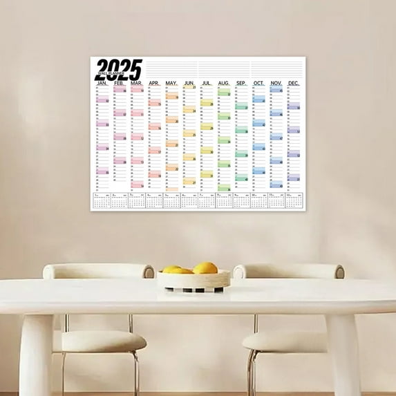 2025 Yearly Schedule Monthly Journal Large Planner Calendar - Big Note Sections, Durable & Stylish, Easy to Use for Task Planning, Perfect Wall Calendar for Home Office Organization Multicolor