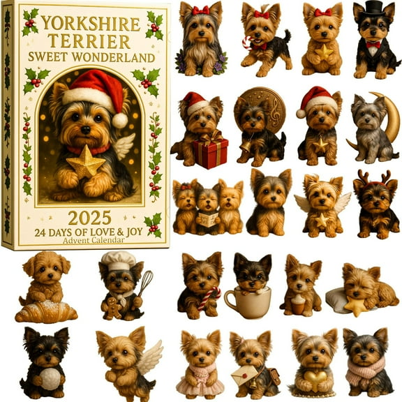 2025 Yorkshire Terrier Sweet Advent Calendar - Daily Surprise Gifts for Dog Enthusiasts, Festive Christmas Countdown Decor, Adorable Yorkie-Inspired Design, Perfect for Dog Lovers​,Color,1set