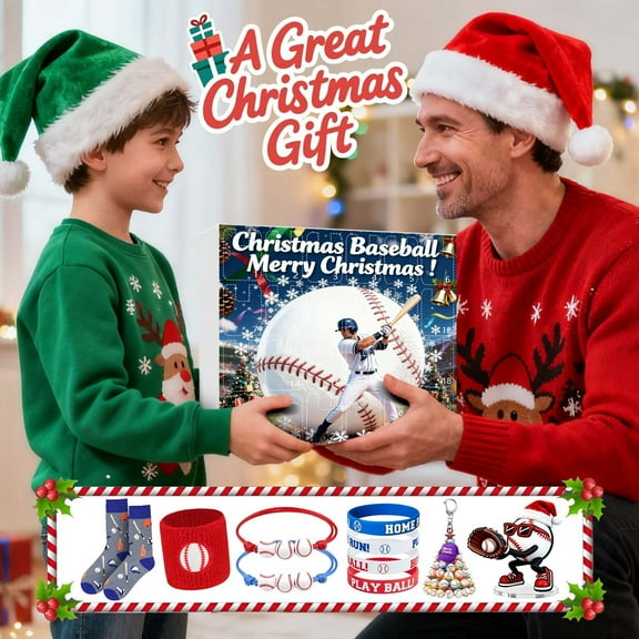 2025 Youth Sports Advent Calendar for Kids Baseball Themed Countdown Set with Stocking Stuffers