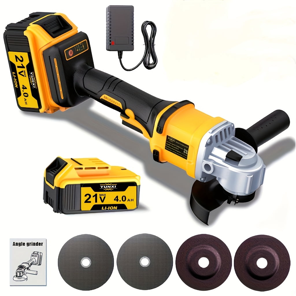 The 2025 brand new rechargeable angle grinder, cordless polishing machine, comes with ion batteries, a fast charger, and a complete set of accessories.