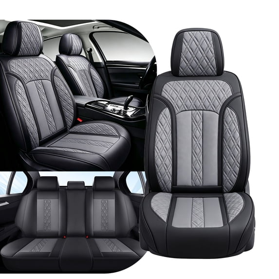 2025 for Toyota Rav4 Seat Cover, PU Leather 5 Piece Full Set Retain Seatbelt Port Waterproof, Gray Car Seat Covers, Protect Car Seats