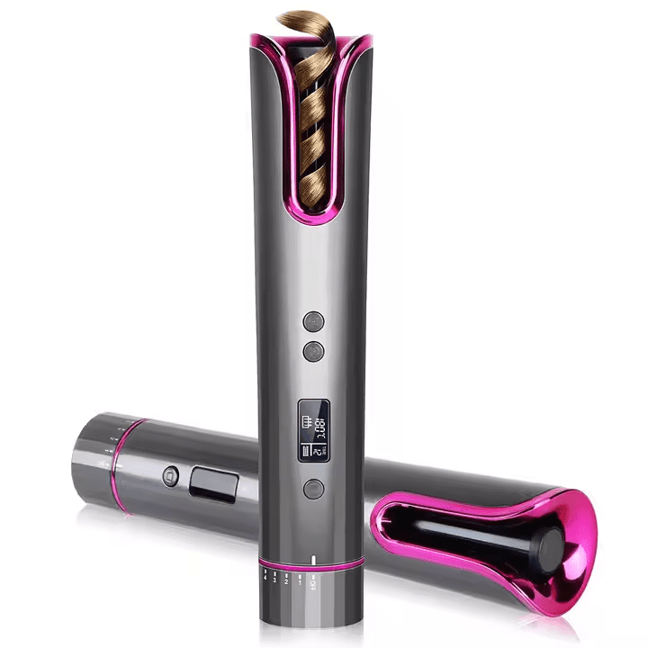 2025 latest Portable Mini Rechargeable Wireless Curling Iron - Smart Auto Ceramic Hair Curler with LCD Temperature Display