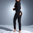 thumbnail image 1 of 2025 limited time sale! Women's Solid Color Printed Long Sleeve Stretch One-piece Pajamas Casual Home Set Comfortable Loungewear, 1 of 4