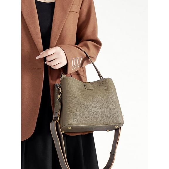 2025 lychee leather handbag;Top Handle Shoulder Purses and Handbags Lightweight handbag (Green)