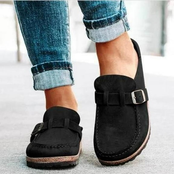 2025 new fashionable women's shoes suede soft leather classic cork shoes anti slip slippers waterproof mule home sandals soft top shoelaces arch support