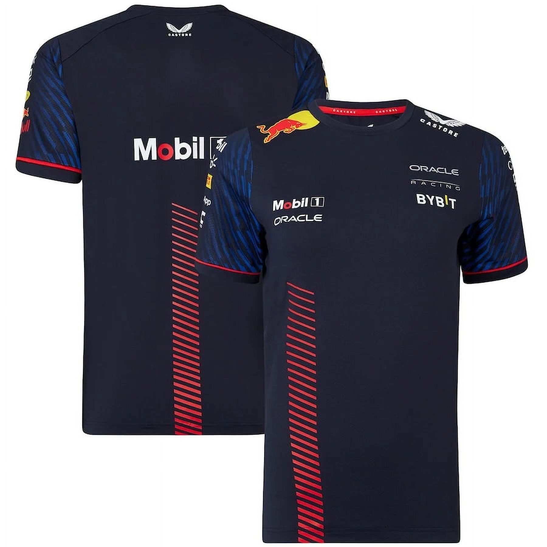 2025 new red F1 racing team uniform oversized O-neck 3D printed men's ...