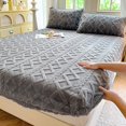 thumbnail image 1 of 2025 new solid color Tafu fleece fitted sheet household mattress protective cover non-slip single piece no pillowcase, 1 of 9