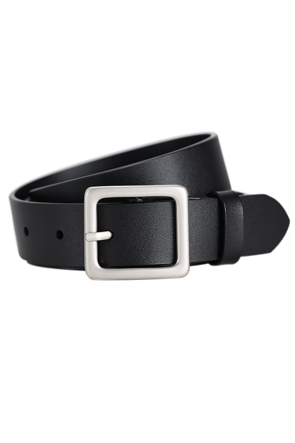 2025 spring belt women's leather fashion simple black decorative belt versatile belt women's jeans ins