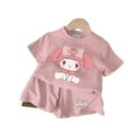 thumbnail image 1 of 2025 summer girls short-sleeved shorts suit cute cartoon Kulomi Melody Yugui dog two-piece set, 1 of 5