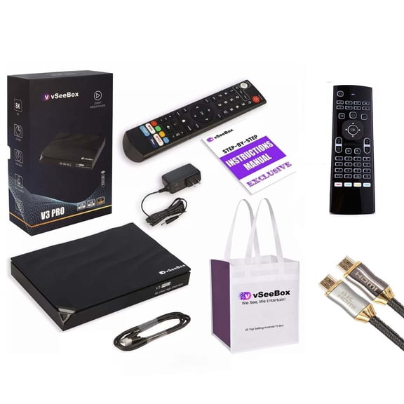 2025 vSeeBox V3 Plus Android TV Box | 64GB | Voice Remote | 4K UHD