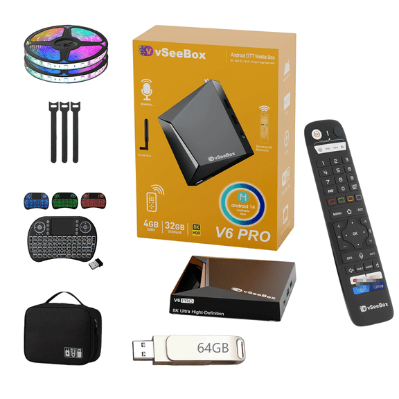 2025 vSeeBox V3 Plus Smart TV Box | 64GB | Voice Remote | 4K UHD | Fast Ship
