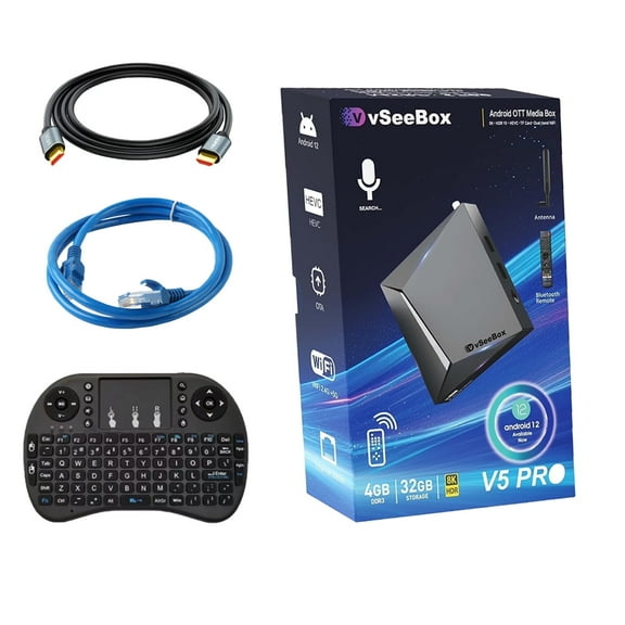 2025 vSeeBox V5 Pro Streaming Device - 4GB RAM and 32GB Storage, Perfect for Home Media Streaming