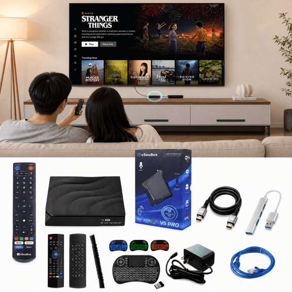 2025 vSeebox V5 Pro New Version Android 12, 4GB RAM, 32GB Storage,Time Shift, Parental Control