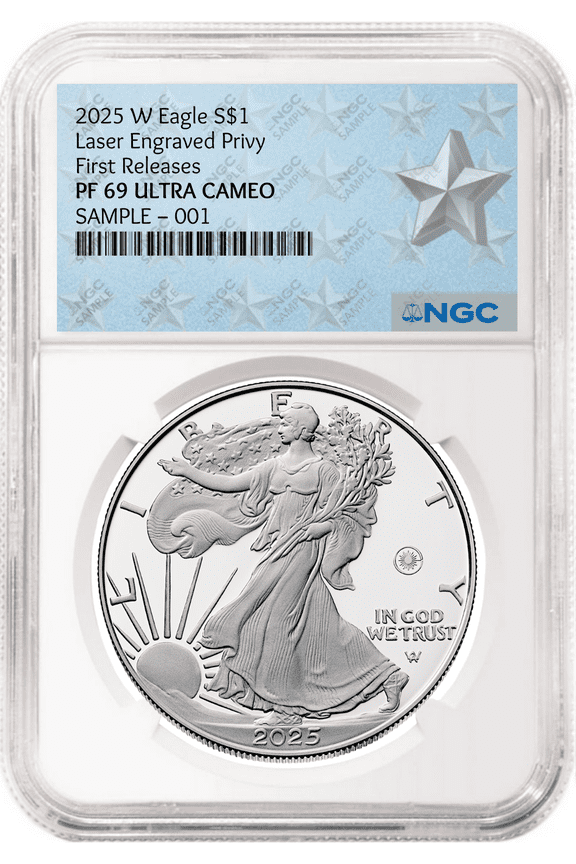 2025 W Proof American Silver Eagle with Laser Engraved Privy NGC PF69 First Releases Star