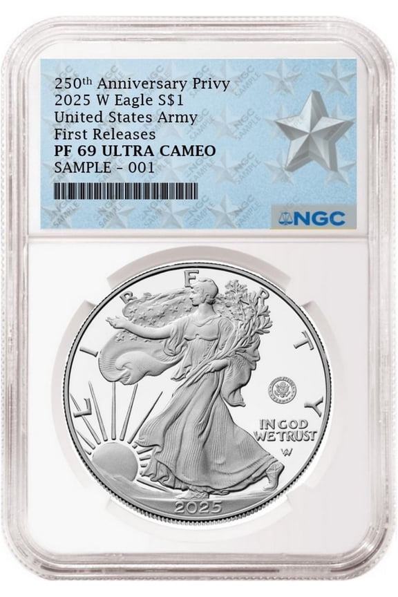 2025 w silver eagle army 250th anniversary privy ngc pf69 fr star