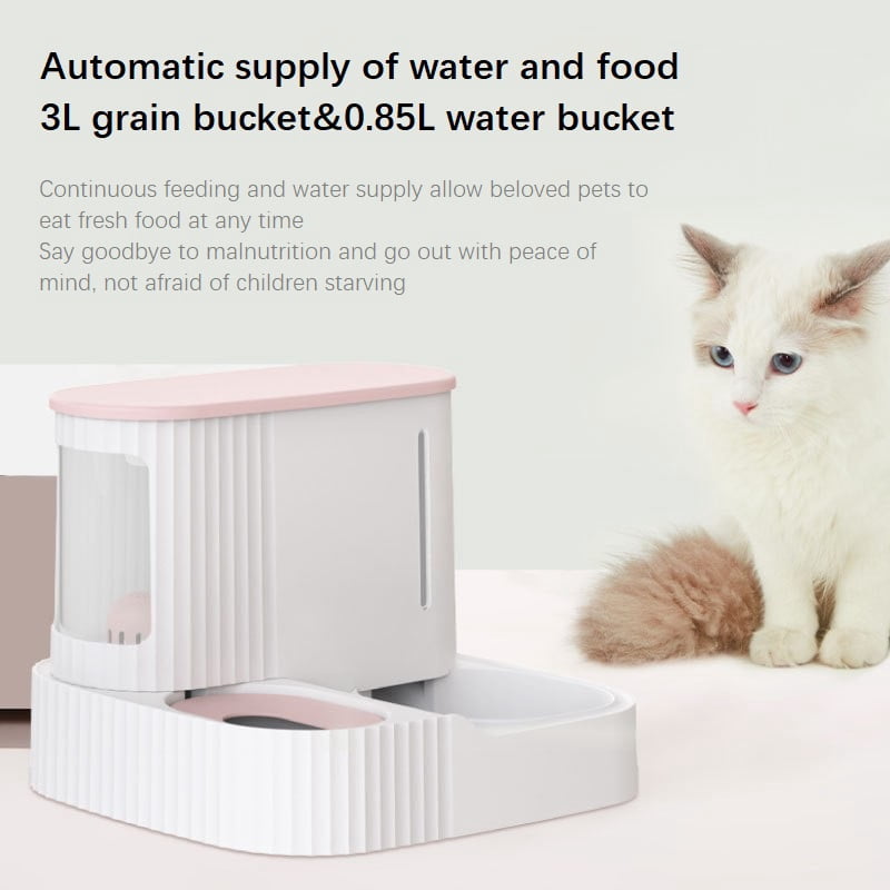 Growing Process Feeder For Emotion Driven Pets Reference: 2025Automatic Cat Feed Water Dispenser 3L Grain And 0 85L