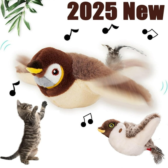 2025New Flying Bird Cat Toy, Interactive Flapping Bird Cat Toy, Flying Bird Cat Toys for Indoor Cats