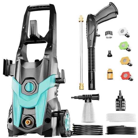 2025Upgraded Electric Pressure Washer, 4300 PSI 2.8 GPM Power Washer 58FT Total Long with 4 Quick Connect Nozzles, Inlet Hose & Filter& Foam Cannon for Cars/Fences/Driveways/Home Cleaning