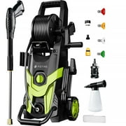 2025Upgraded Electric Pressure Washer, 4500 PSI 3.2 GPM Power Washer 58FT Total Long with 4 Quick Connect Nozzles, Inlet Hose & Filter& Foam Cannon for Cars/Fences/Driveways/Home Cleaning
