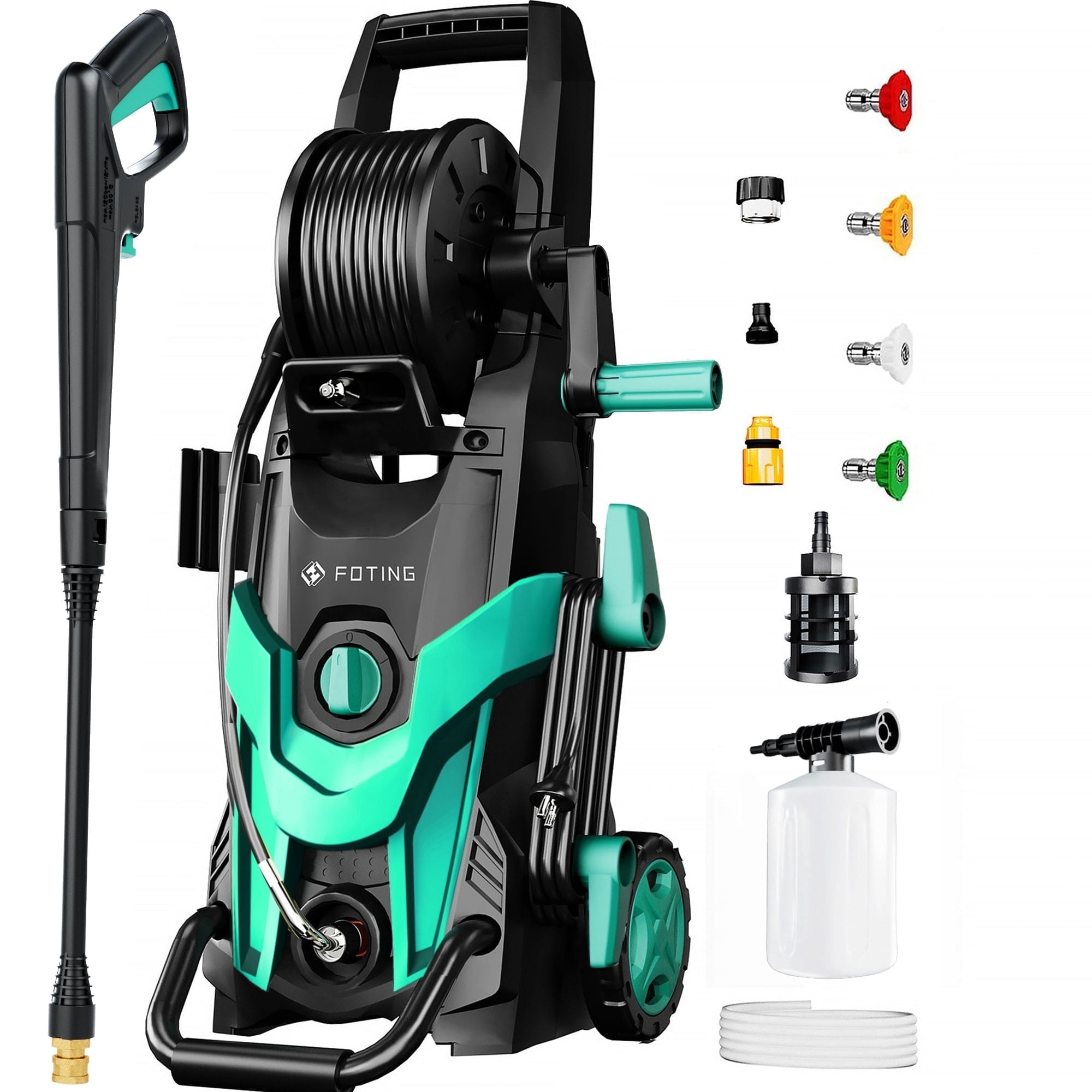 2025Upgraded Electric Pressure Washer, 4500 PSI 3.2 GPM Power Washer 58FT Total Long with 4 Quick Connect Nozzles
