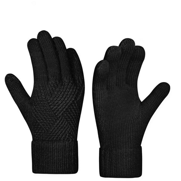 2025Winter Gloves - Gloves for Women Cold Weather, Touch Screen Winter Gloves Women Warm Alpaca Fleece Knit Gloves Black Free