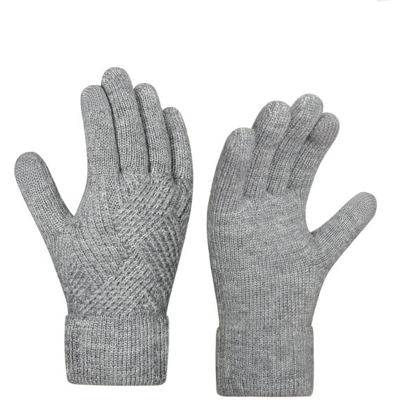 2025Winter Gloves - Gloves for Women Cold Weather, Touch Screen Winter Gloves Women Warm Alpaca Fleece Knit Gloves Gray Free