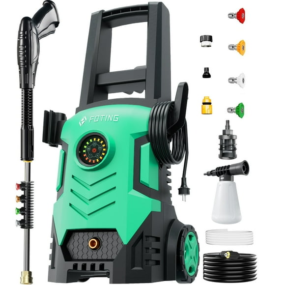 2025upgraded Electric Pressure Washer with Touch Screen, 5000PSI Max 3.3GPM，Adjustable 8 Level,4 Quick Connect Nozzles, Inlet Hose & Filter& Foam Cannon for Cars/Fences/Driveways/Home Cleaning