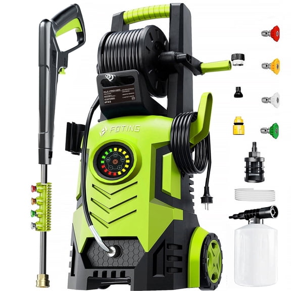 Electric Pressure Washer with Touch Screen, 5500PSI Max 3.3GPM,Adjustable 8 Level,4 Quick Connect Nozzles, Inlet Hose & Filter& Foam Cannon for Cars/Fences/Driveways/Home Cleaning
