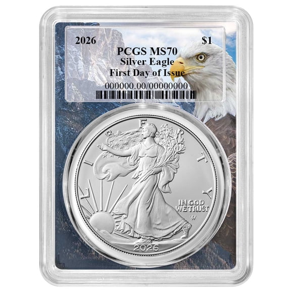 2026 $1 1-oz American Silver Eagle PCGS MS70 FDOI Eagle Frame