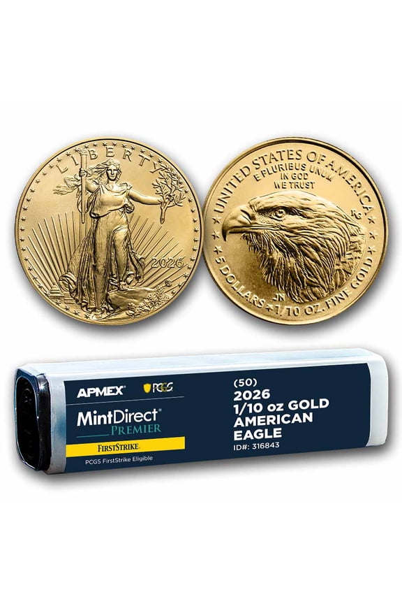 2026 1/10 oz American Gold Eagles (50-Coin MDP + PCGS FS Tube)