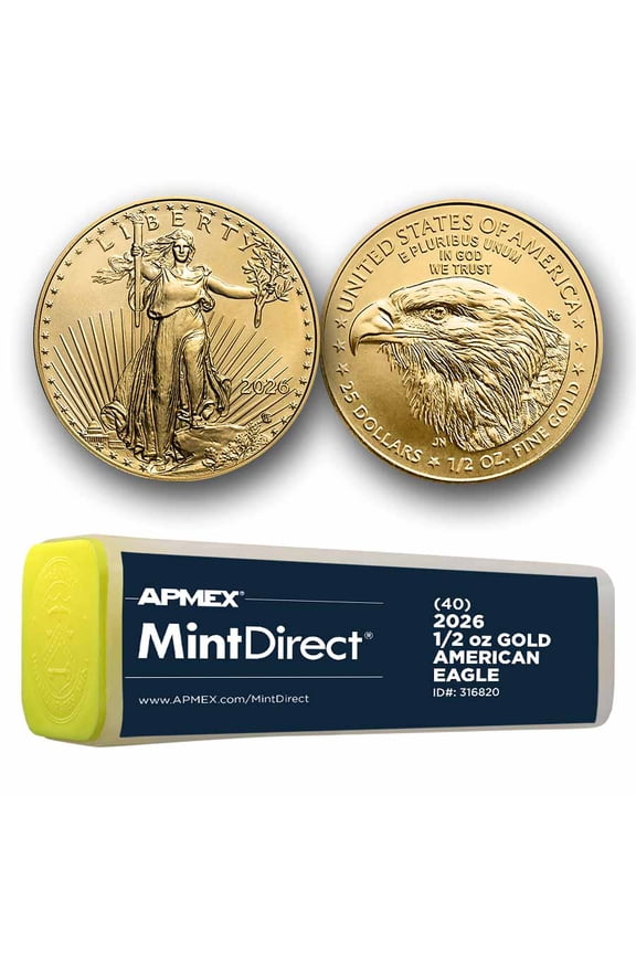 2026 1/2 oz American Gold Eagles (40-Coin MintDirect Tube)