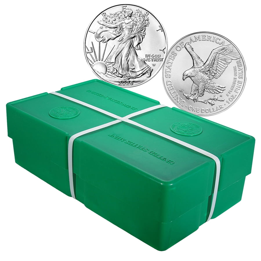 2026 1 oz American Silver Eagle BU 500-Coin Monster Box - Walmart.com