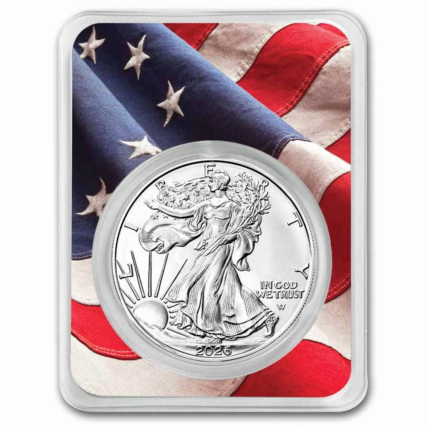2026 1 oz American Silver Eagle - w/Betsy Ross Flag Card - Walmart.com