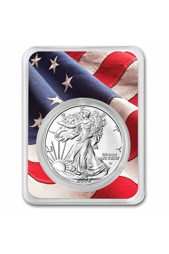 2026 1 oz American Silver Eagle - w/Betsy Ross Flag Card