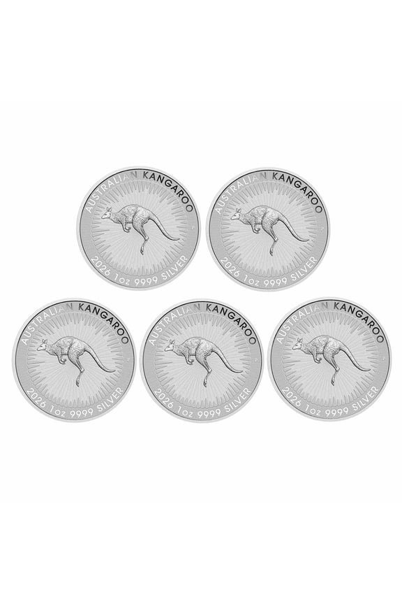 2026 1 oz Australian Silver Kangaroo Coin BU - Lot of 5