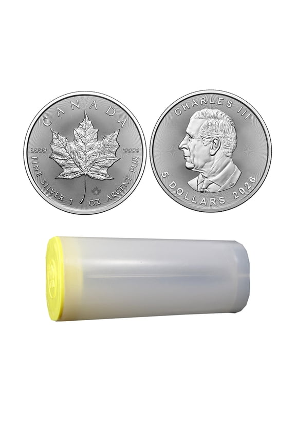 2026 1 oz Canadian Silver Maple Leaf Coin BU - Tube of 25