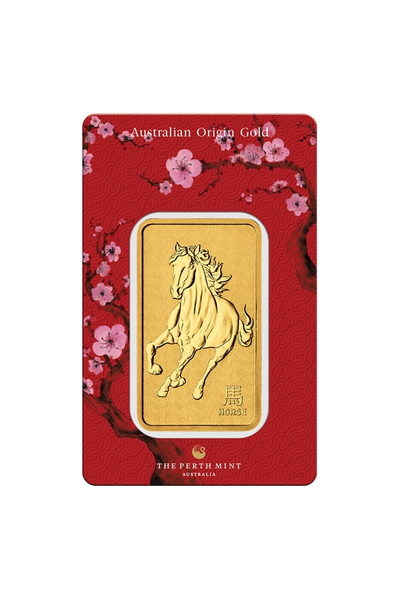 2026 1 oz Gold Bar - Perth Mint Lunar Horse w/ Assay