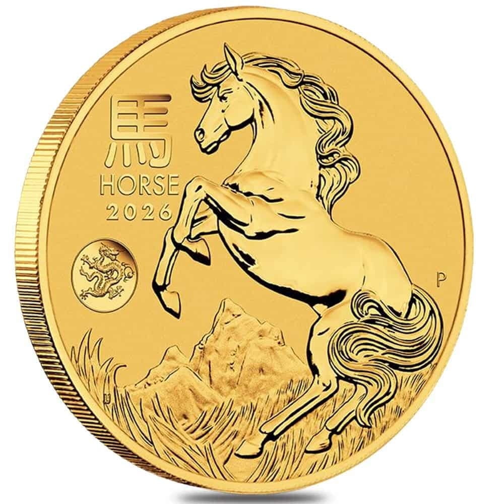 2026 1 oz Gold Lunar Horse Dragon Privy BU Australian Perth Mint